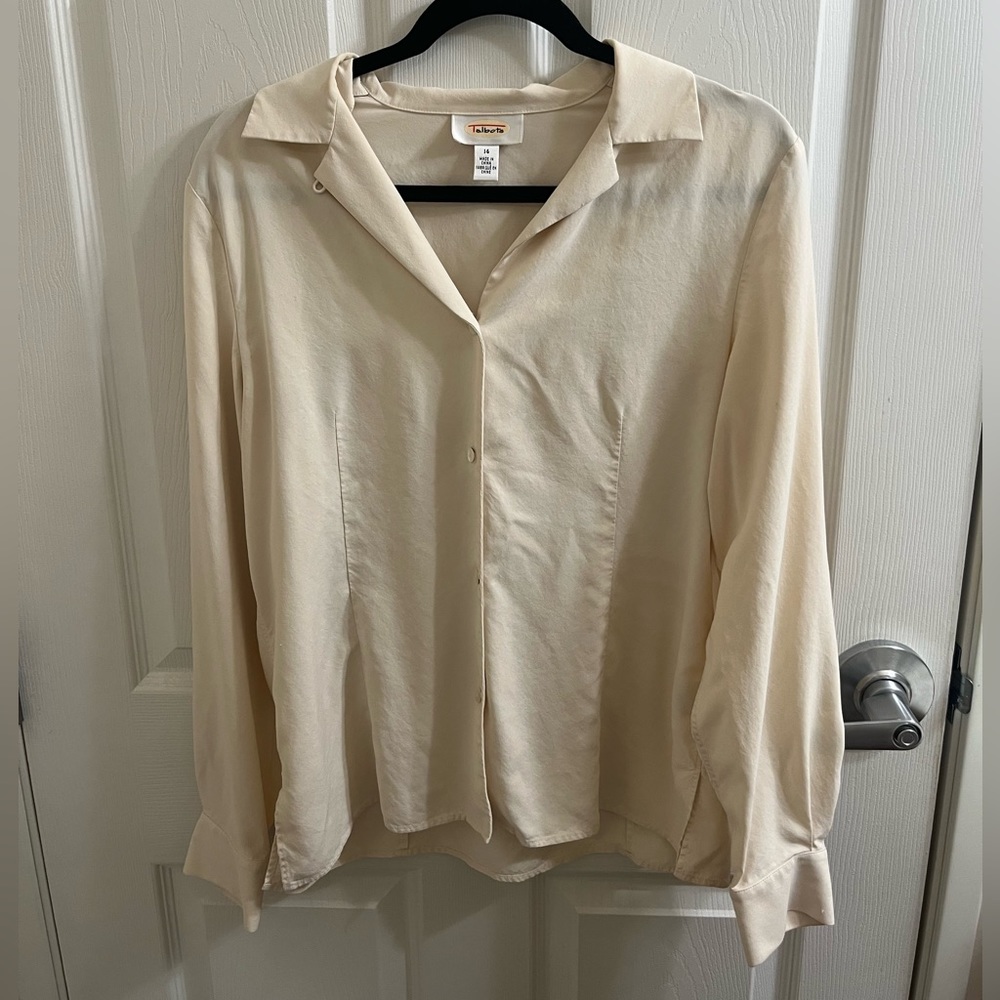 Talbots cream button up size 14